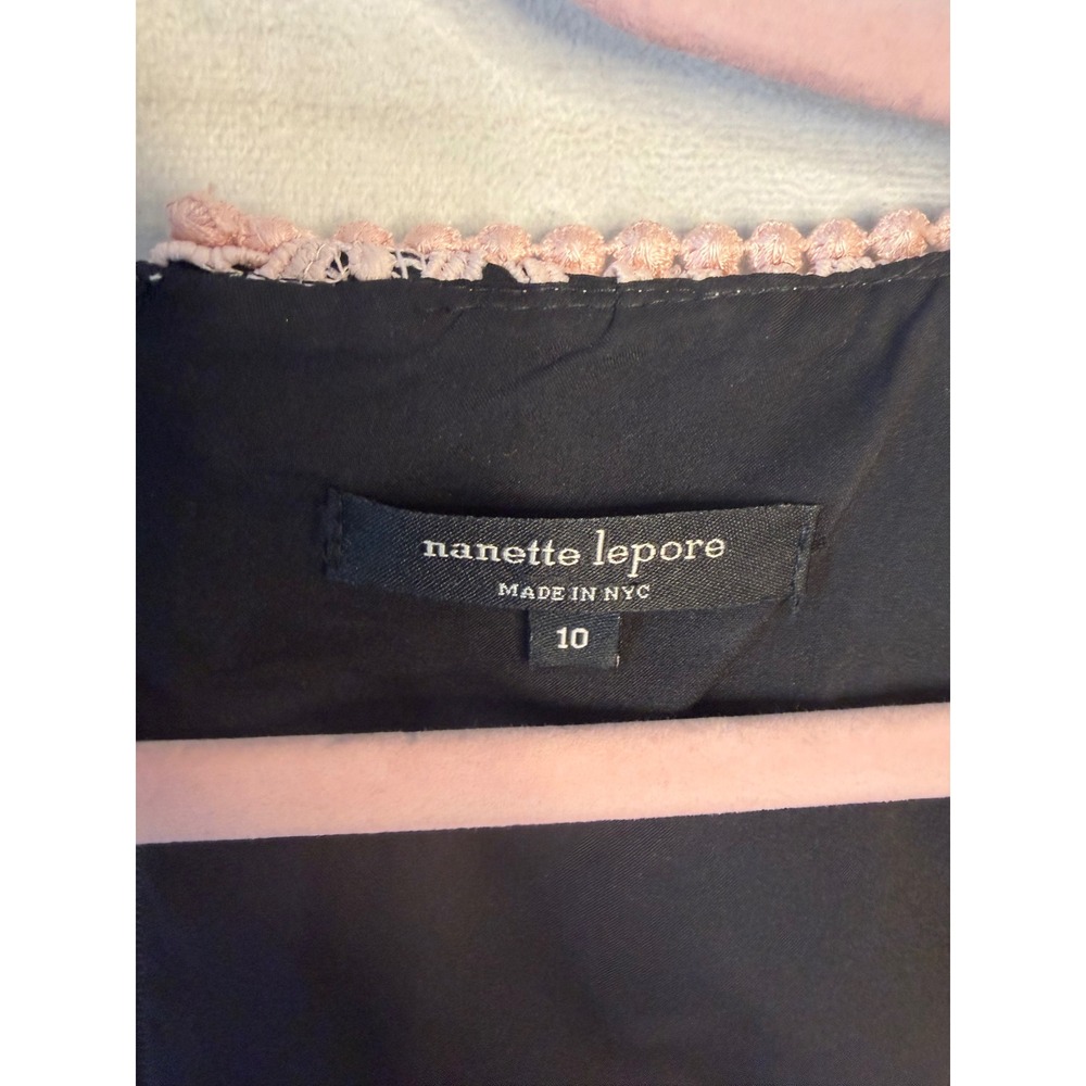 Nanette Lepore Pink Black Lace Sheath Dress Size 10 Sleeveless Floral 296-313 - Picture 3 of 6
